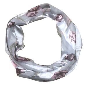 Silver and purple floral scarf